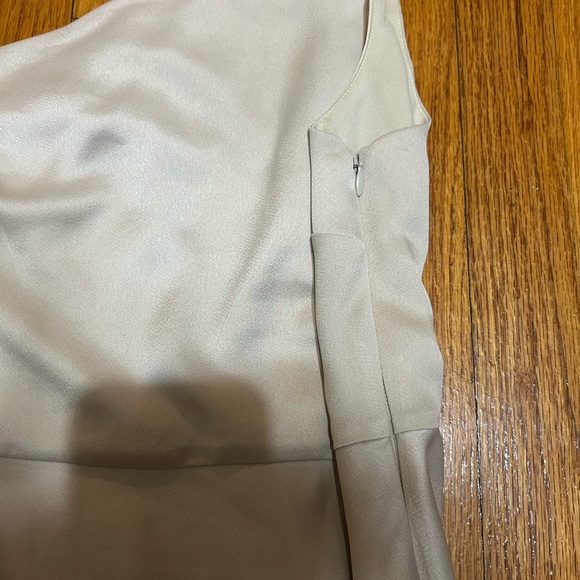 BHLDN Dylan One-Shoulder Satin Side-Slit Gown Champagne Womens Sz 8 - Picture 10 of 16